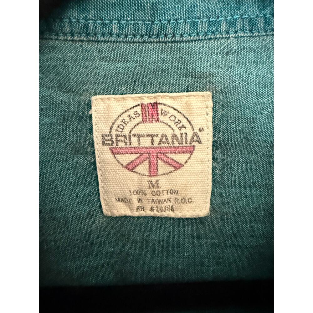Vintage Brittania Teal Denim Button Up Shirt Jacket Oversized 90s Grunge Utility - Picture 5 of 5